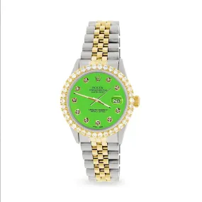 Rolex Datejust 36mm 2-Tone Watch 3.05ct Diamond Bezel/Green Diamond Dial TFJ-142508533