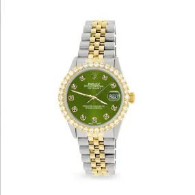 Rolex Datejust 36mm 2-Tone Watch 3.05ct Diamond Bezel/Royal Green Diamond Dial TFJ-142508539