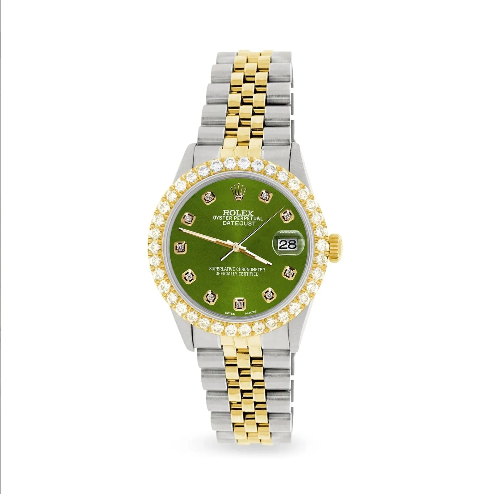 Rolex Datejust 36mm 2-Tone Watch 3.05ct Diamond Bezel/Royal Green Diamond Dial TFJ-142508539