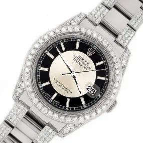 Rolex Datejust 36mm 5.9ct Diamond Bezel/Lugs/Bracelet/&quot;Bullseye&quot; Stick Watch TFJ-142507972