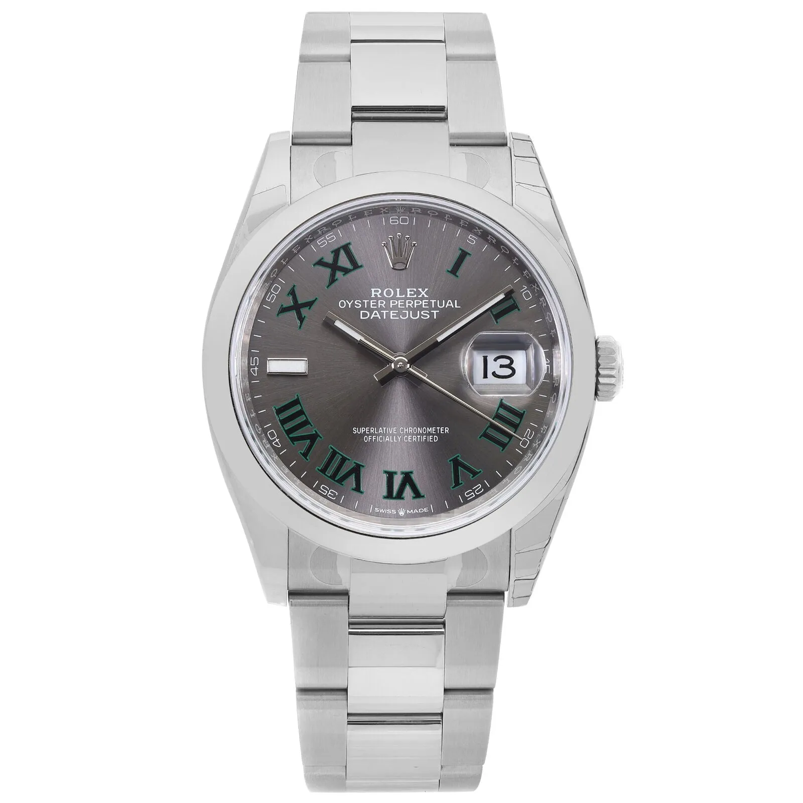 Rolex Datejust 36mm Steel Grey Wimbledon Dial Automatic Mens Watch   TFJ-142508404