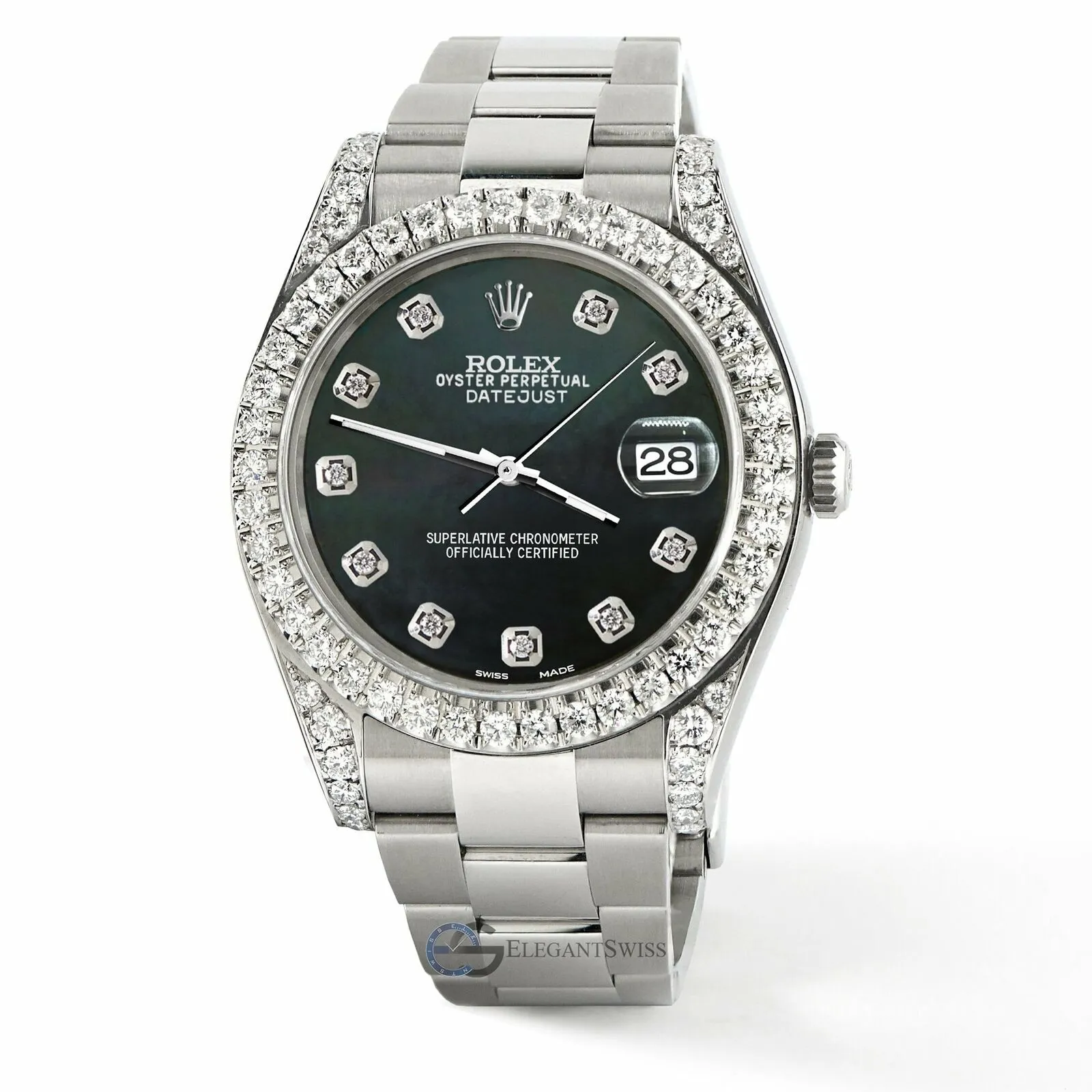 Rolex Datejust 41, Ref 126300, 4.4CT Diamond Bezel/Lugs/Black MOP Dial Watch TFJ-142508774