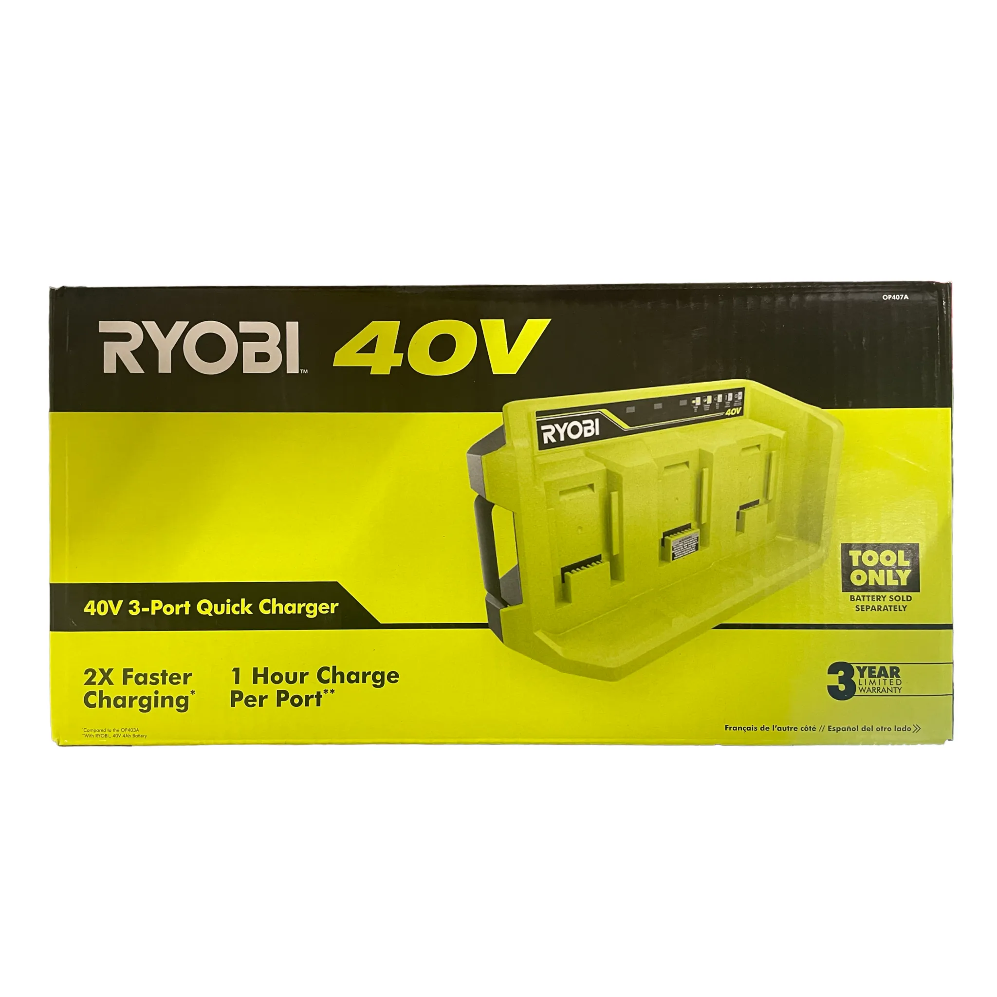 RYOBI 40-Volt Lithium-Ion 3-Port Quick Charger