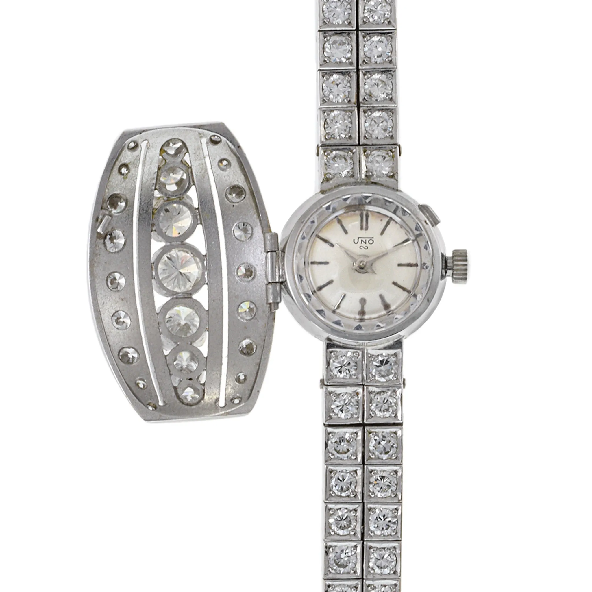 Sandoz Uno 18K White Gold and Diamond Cocktail Watch