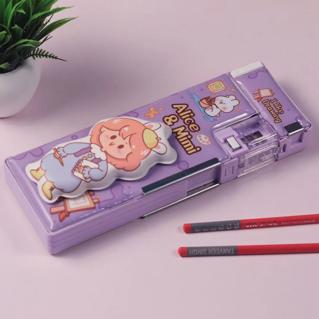 School Items for Kids -Customized Cartoon Printed Geometry Box