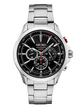 Seiko Mens Solar Chronograph - Stainless Steel - Bracelet - Tachymeter