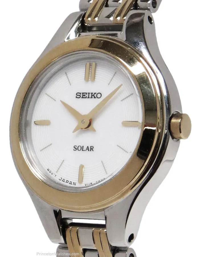 Seiko Solar Ladies Watch - White Dial - Two-Tone Case and Bracelet - 30M WR