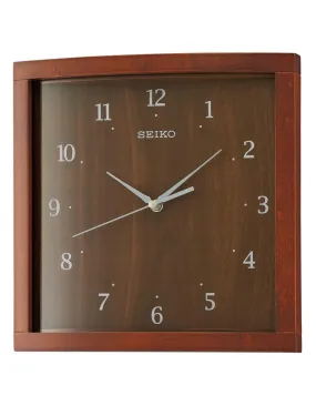 Seiko Square Curved Wall Clock - Quiet Sweep Second Hand - Silver-Tone Accents