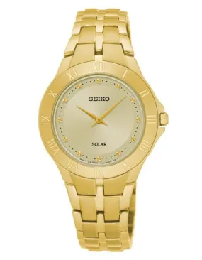 Seiko Womens Recraft Solar Watch - Champagne Dial - Gold-Tone - Bracelet