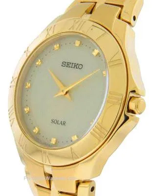 Seiko Womens Recraft Solar Watch - Champagne Dial - Gold-Tone - Bracelet