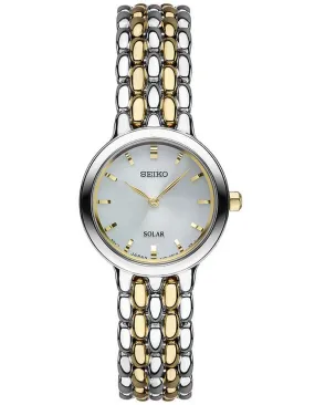 Seiko Womens Solar Dress Watch - Two-Tone - Silver / White Dial - Bracelet