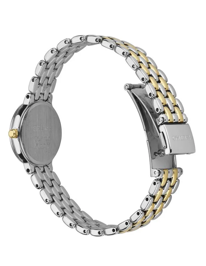 Seiko Womens Solar Dress Watch - Two-Tone - Silver / White Dial - Bracelet