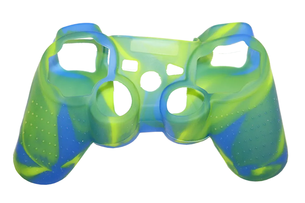 Silicone Cover For PS3 Controller Skin Case Blue/Green Swirls