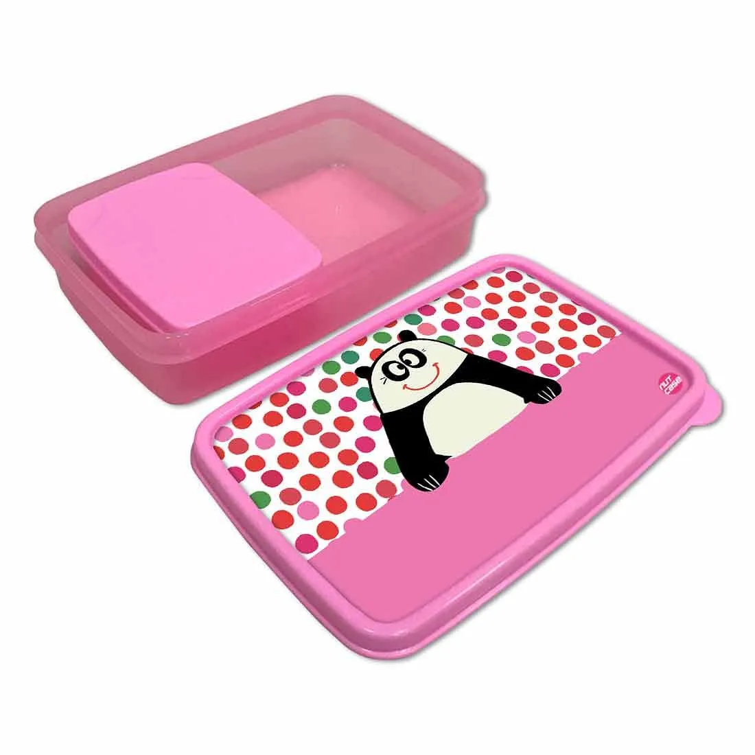 Small Plastic Designer Childrens Lunch Box for School Girl - Panda