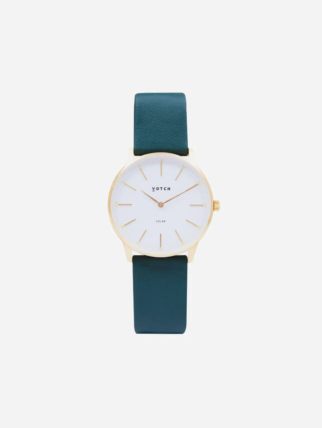 Solar Classic Appleskin Vegan Leather Watch | Gold & Forest Green