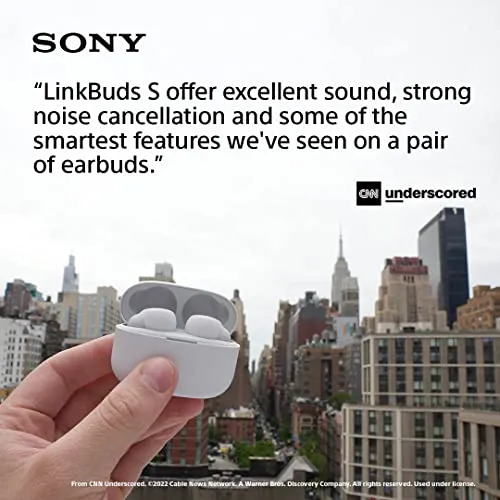 Sony LinkBuds S Truly Wireless Noise Canceling Earbud Headphones with Alexa Built-in, Bluetooth Ear Buds Compatible with iPhone and Android, White