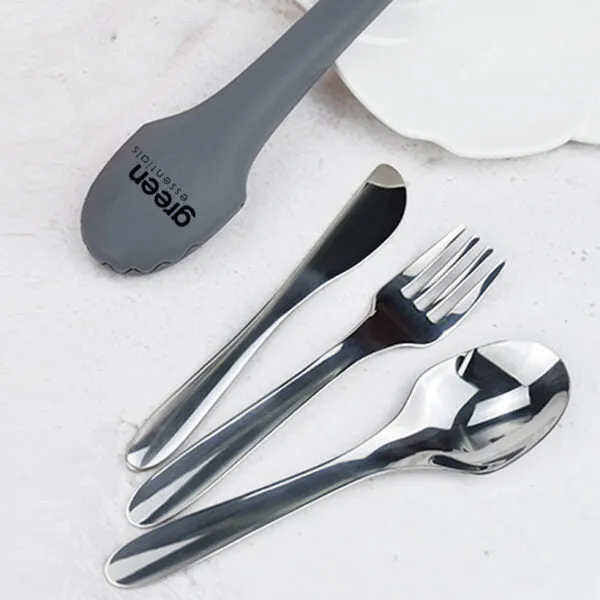 Stainless Steel Travel Cutlery in Silicone Pouch