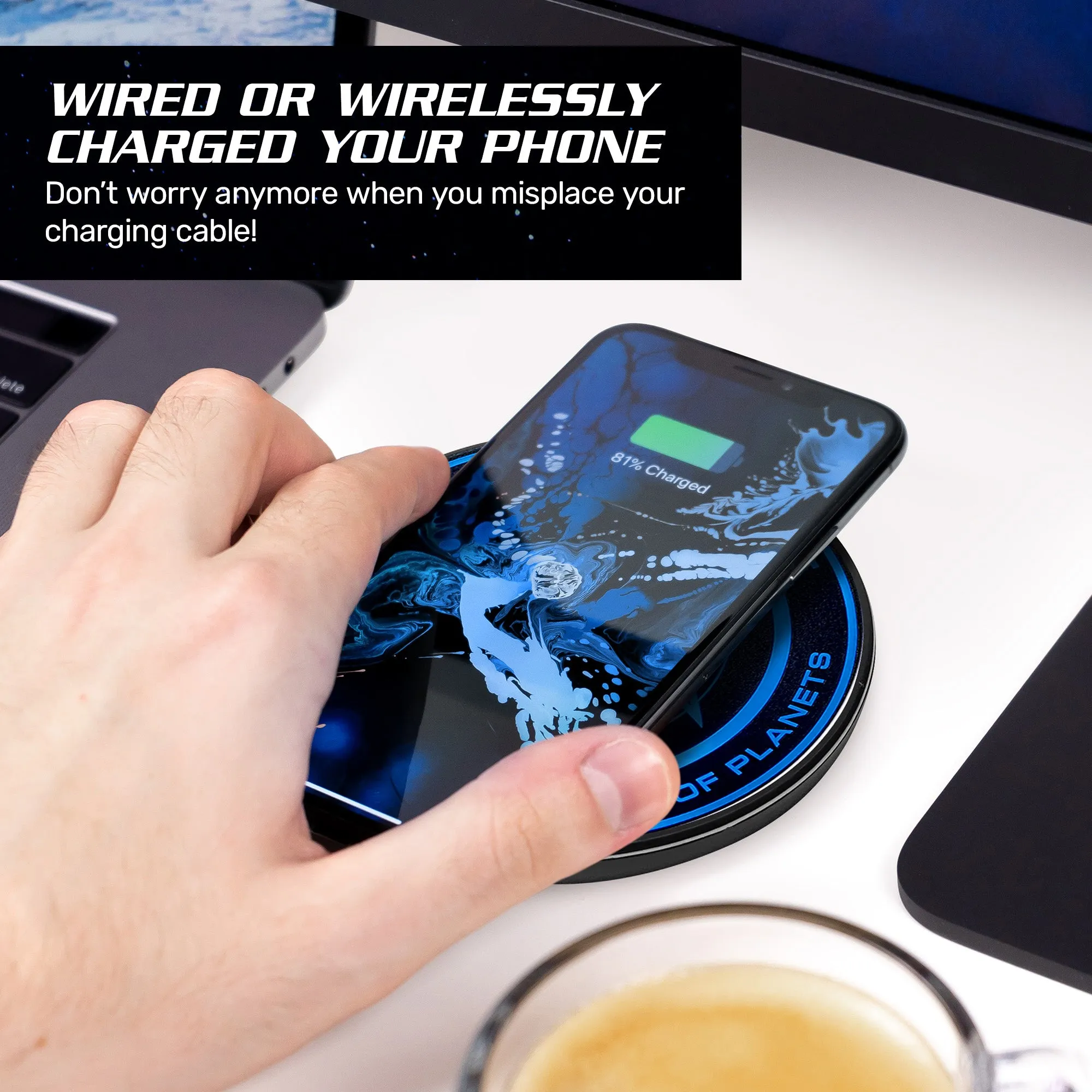 Star Trek Qi Wireless Charger With Illuminated ENTERPRISE Emblem & Built-In Power Bank