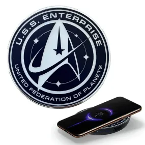 Star Trek Qi Wireless Charger With Illuminated ENTERPRISE Emblem & Built-In Power Bank