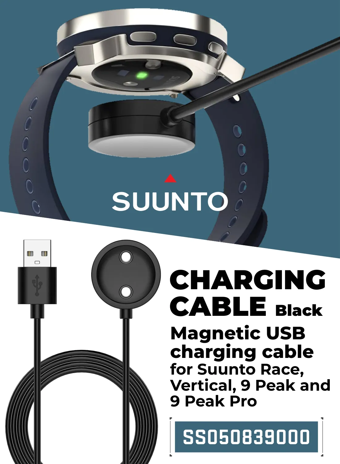 Suunto Authentic USB Charging Cable for Suunto 9 Peak & Suunto 9 Peak Pro (SS050839000)