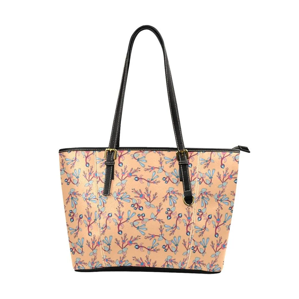 Swift Floral Peache Leather Tote Bag/Large