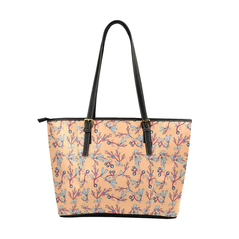 Swift Floral Peache Leather Tote Bag/Large