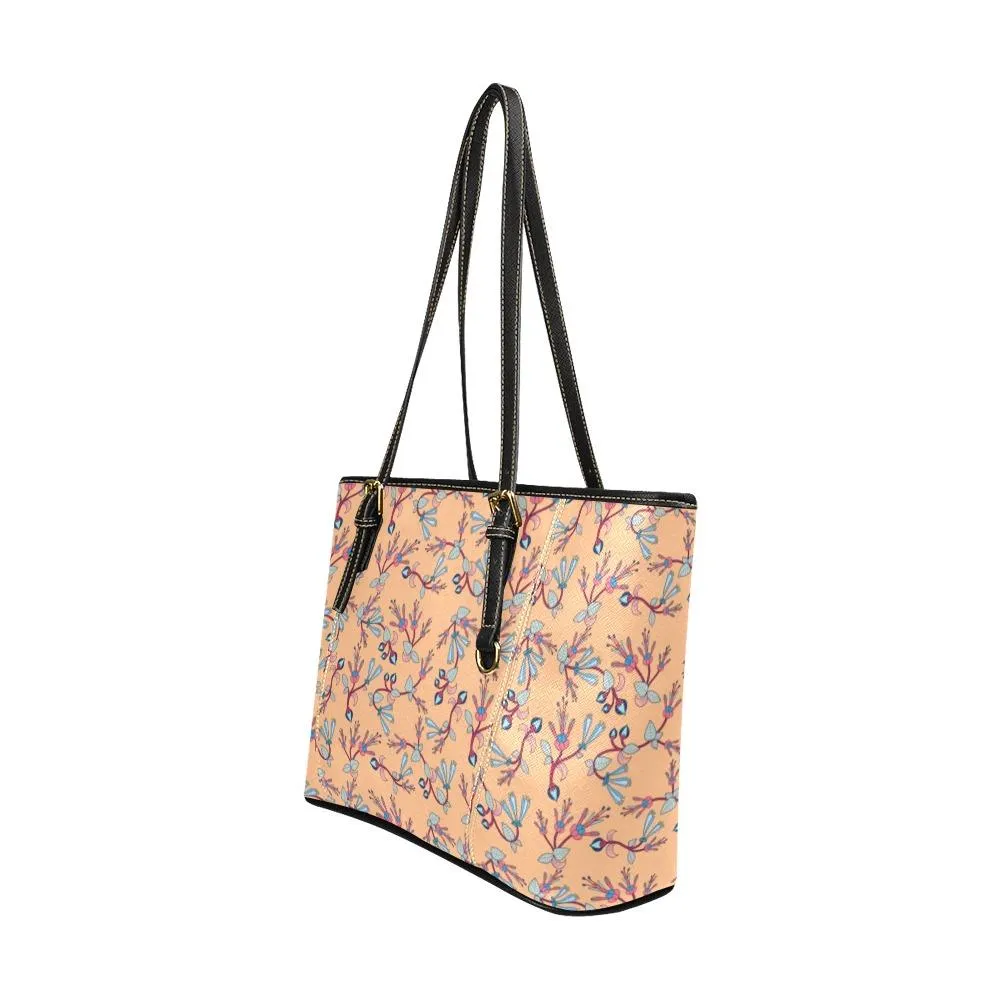 Swift Floral Peache Leather Tote Bag/Large