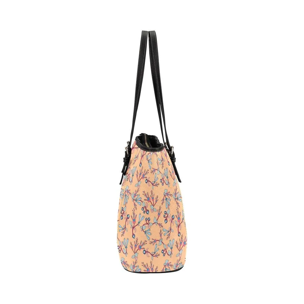 Swift Floral Peache Leather Tote Bag/Large