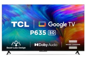 TCL 126 cm (50 inches) Bezel-Less Series 4K Ultra HD Smart LED Google TV 50P635 (Black)