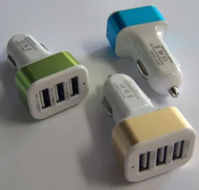 TRIPLE USB CAR PLUG IN PHONE CHARGER ACCESSORY