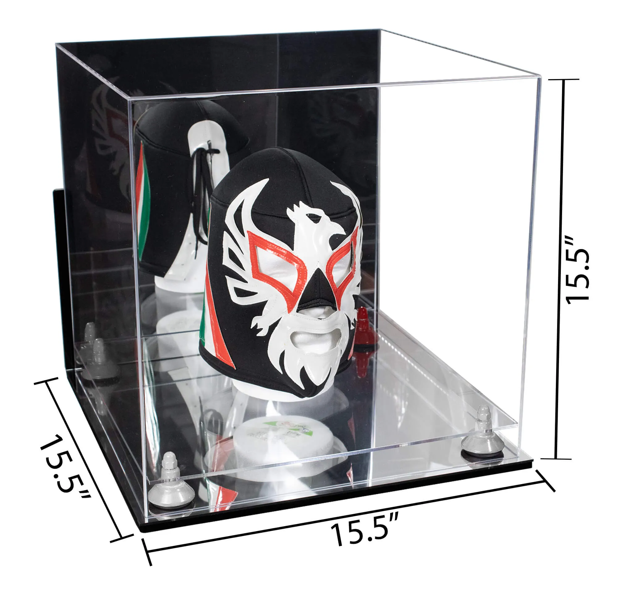 Versatile Display Case - Large Square Box with Risers, Mirror Case and Wall Mounts 15.5" x 15.5" x 15.5" (A118)