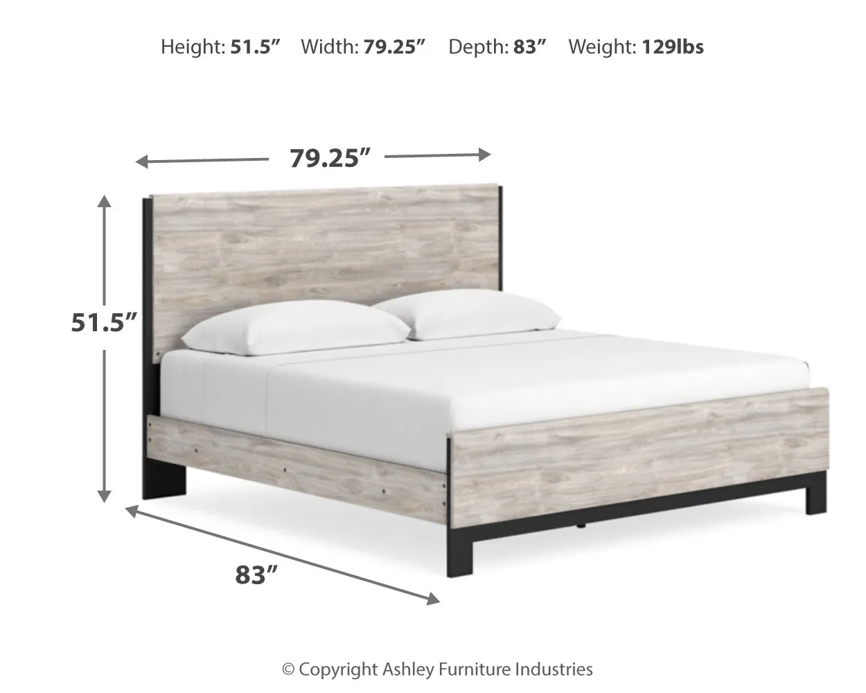 Vessalli King Panel Bed with Mirrored Dresser, Chest and 2 Nightstands in Gray