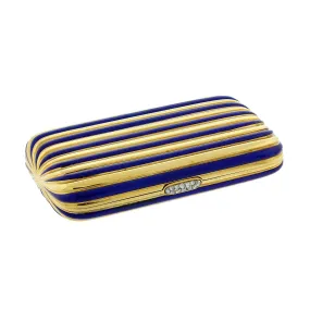 Vintage Diamond Gold Blue Enamel Stripes Multi-Use Case Compact