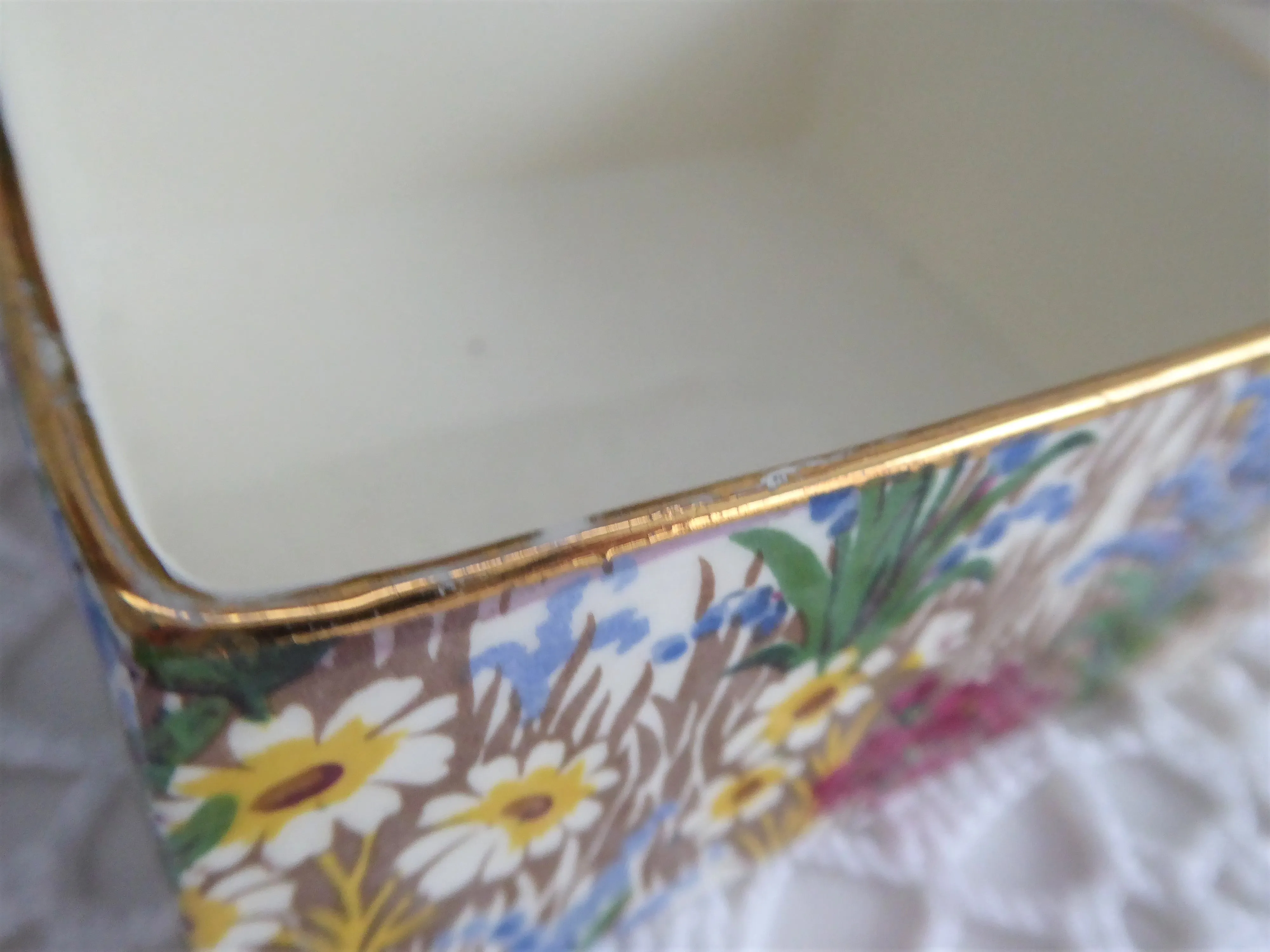 Vintage Royal Winton Marguerite Chintz Covered Box 1930s Box Grimwades