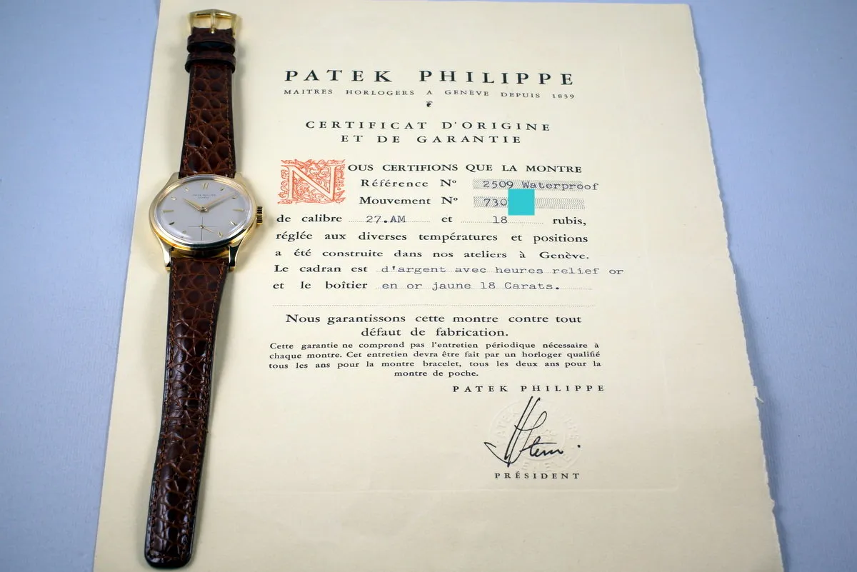 Vintage YG Patek Philippe 2509 with Papers